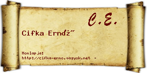 Cifka Ernő névjegykártya